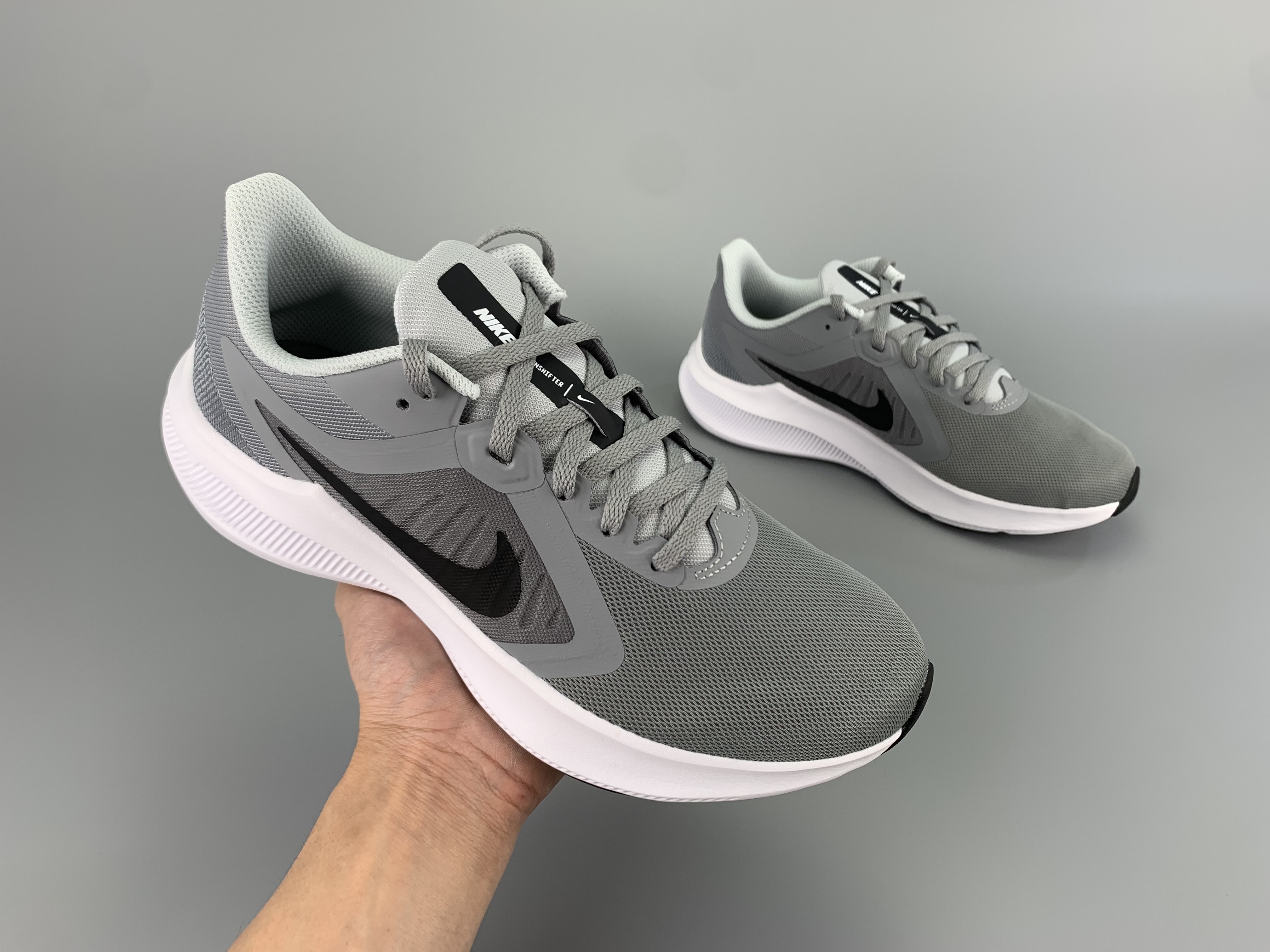 New Men Nike Air Zoom Pegasus 10 Wolf Grey Black White Running Shoes - Click Image to Close